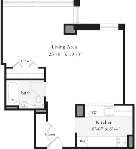 Studio, 1 bath, 569 sqft, $3,243, Unit 1600