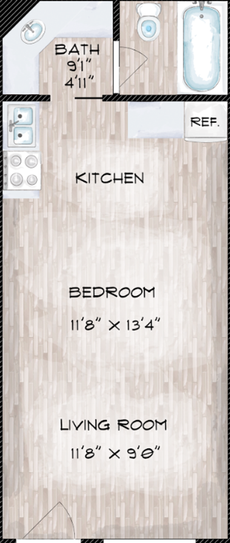 Studio, 1 bath, 350 sqft, $1,049, Unit B-216