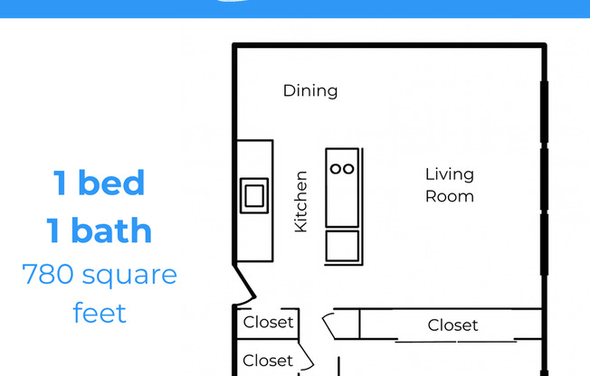 1 bed, 1 bath, 780 sqft, $1,195, Unit 303