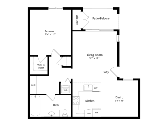 1 bed, 1 bath, 743 sqft, $2,400