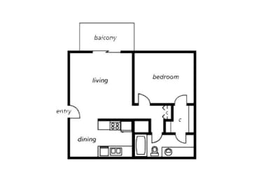 1 bed, 1 bath, 620 sqft, $799