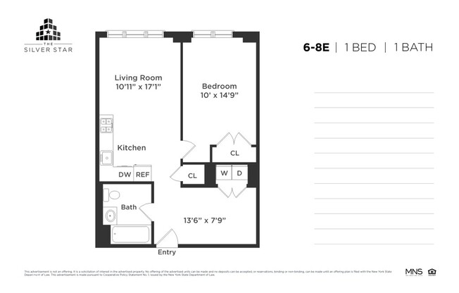 1 bed, 1 bath, $3,131, Unit 7-E