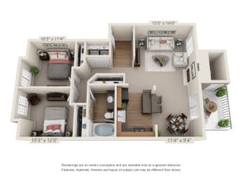 2 beds, 1 bath, 979 sqft, $1,973