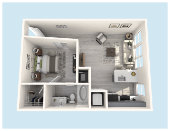Studio, 1 bath, 667 sqft, $1,733
