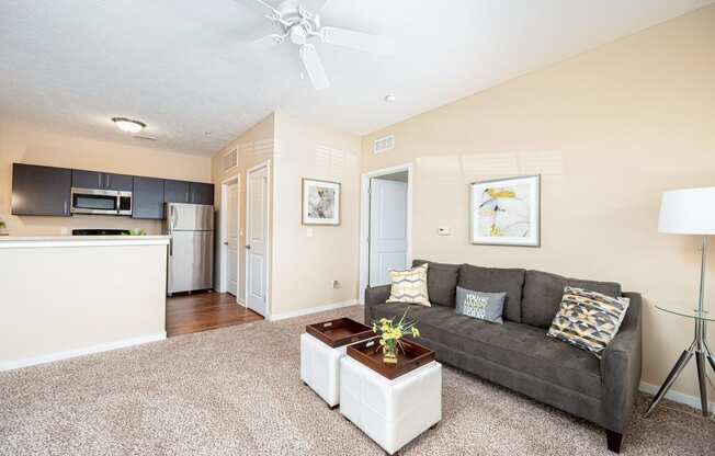 a living room with a couch and a coffee table