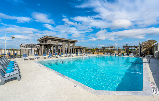 Community Pool Pavilion on Sunny Day