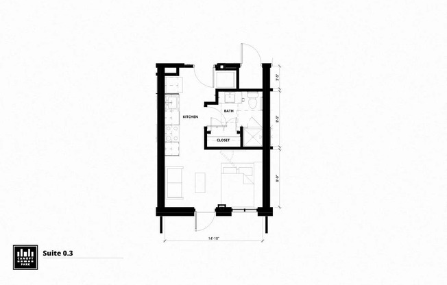 Studio, 1 bath, 363 sqft, $999