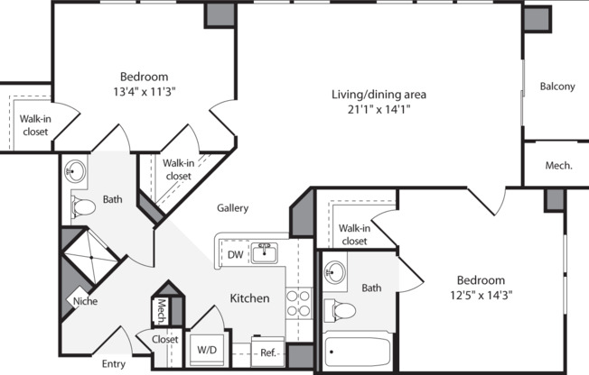 2 beds, 2 baths, 1,020 sqft, $3,445, Unit 0709