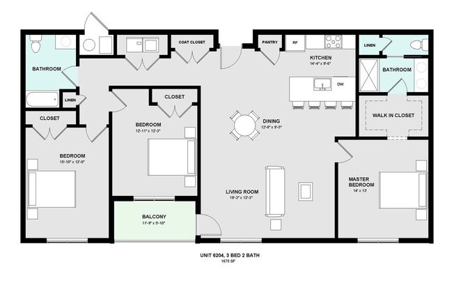 3 beds, 2 baths, 1,457 sqft, $2,500, Unit 6204