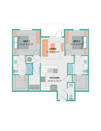 2 beds, 2.5 baths, 1,112 sqft, $1,599
