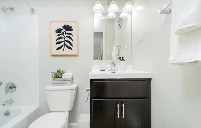 bright bathroom with tub