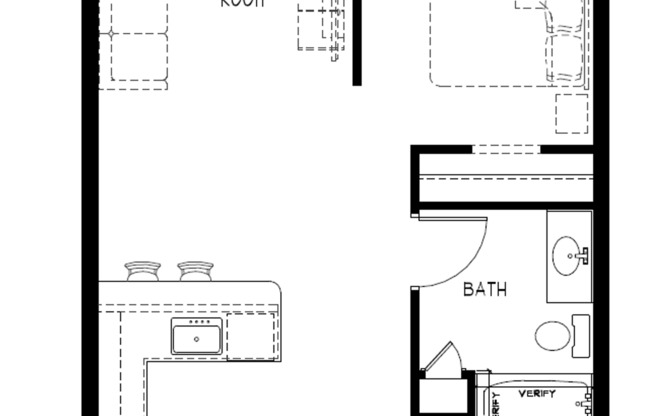 Studio, 1 bath, 678 sqft, $1,406, Unit 214