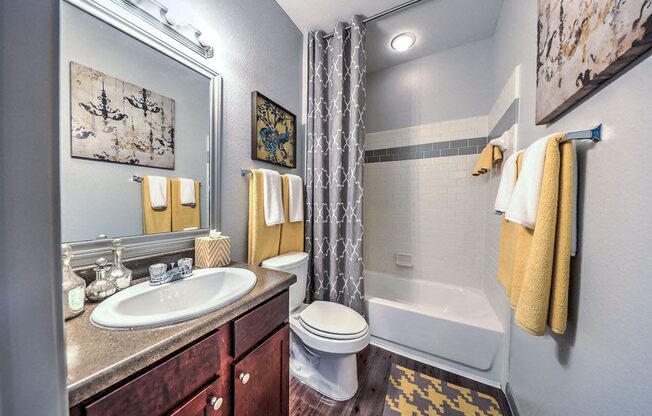 a bathroom with a toilet and a sink and a shower  at Waterstone at Cinco Ranch, Katy, Texas