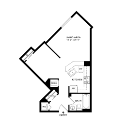 Studio, 1 bath, 626 sqft, $1,782