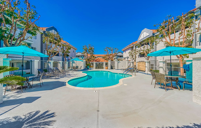 take a dip in the resort style pool