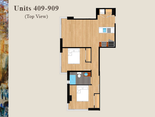 2 beds, 1 bath, $4,350, Unit 509