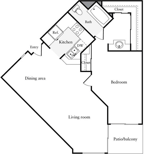 1 bed, 1 bath, 840 sqft, $2,483