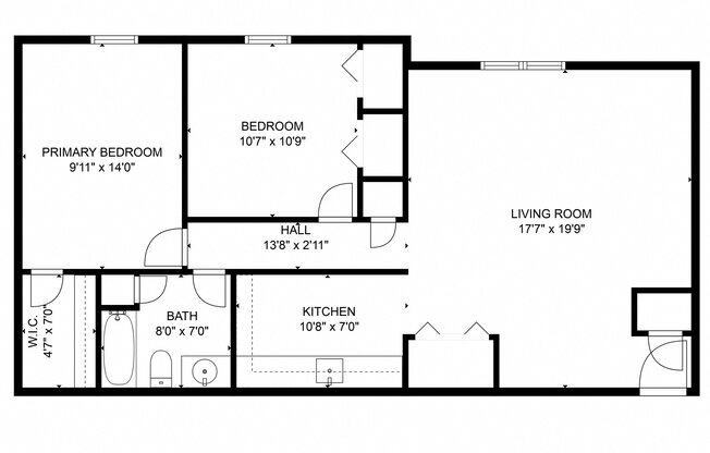 2 beds, 1 bath, 885 sqft, $913