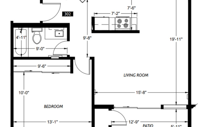 1 bed, 1 bath, 766 sqft, $2,150, Unit 402