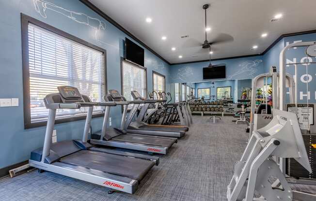 Summermill at Falls River Apartments fitness center with cardio machines