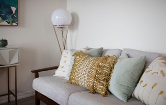 Close up of couch in living room