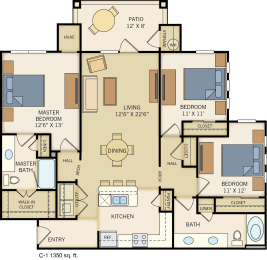 3 beds, 2 baths, 1,350 sqft, $1,739