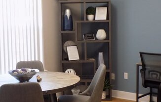 Quail Village Apartments Leasing Office Table and Shelves