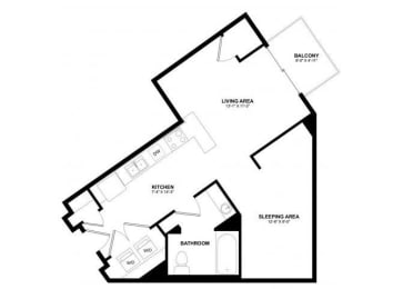 Studio, 1 bath, 536 sqft, $1,520