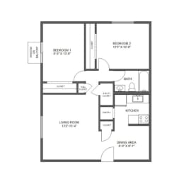 2 beds, 1 bath, 826 sqft, $1,345