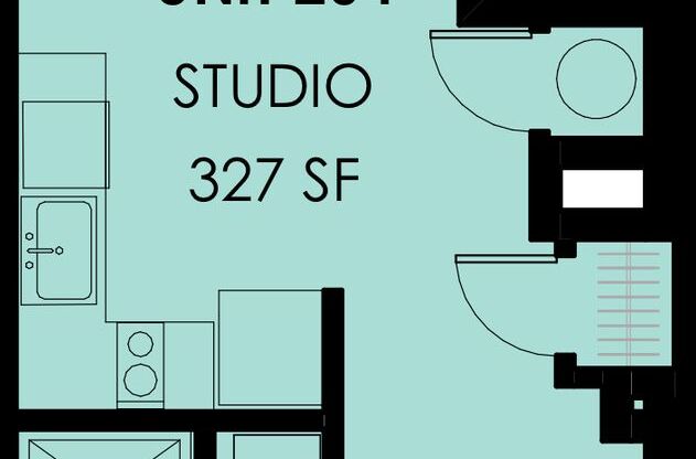 Studio, 1 bath, 327 sqft, $1,550, Unit 410-204
