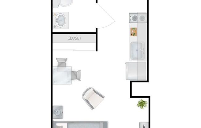 Studio, 1 bath, 282 sqft, $1,330, Unit 609
