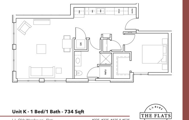 1 bed, 1 bath, 734 sqft, $1,825, Unit 525