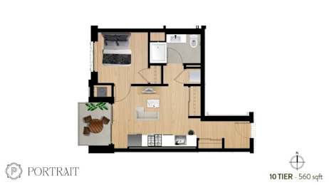 1 bed, 1 bath, 561 sqft, $1,938