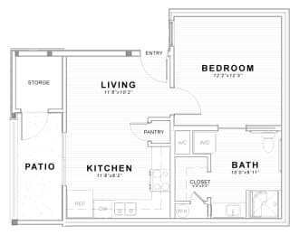 Studio, 1 bath, 518 sqft, $1,472