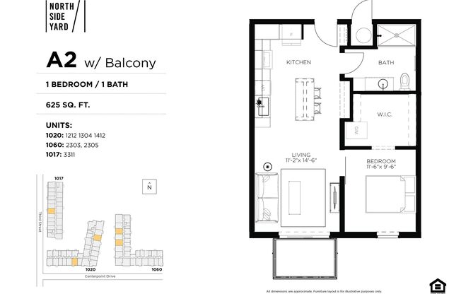 1 bed, 1 bath, 625 sqft, $1,275, Unit 1212