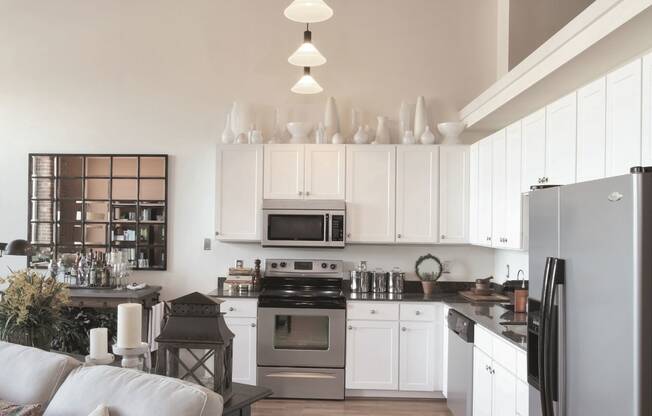 Kitchen with Stainless Steel Appliances at Riverwalk Apartments, Lawrence, MA