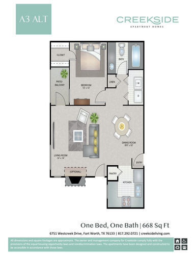 1 bed, 1 bath, 668 sqft, $1,149