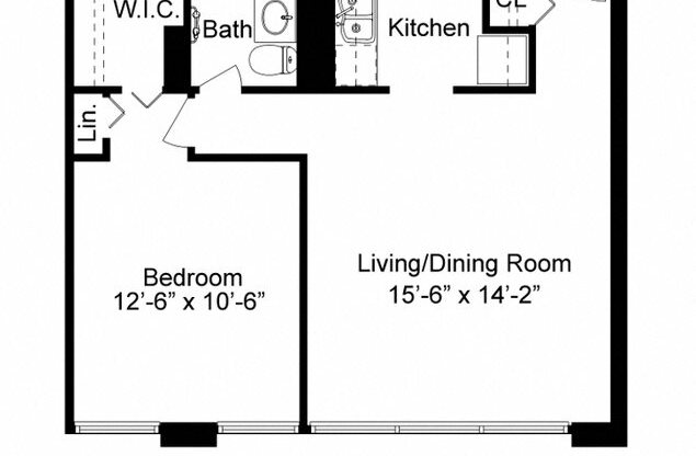 1 bed, 1 bath, 561 sqft, $2,045