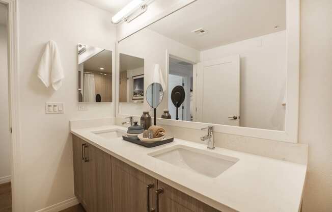 spacious bathroom with white countertops