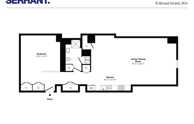 1 bed, 1 bath, 1,200 sqft, $6,500, Unit 904