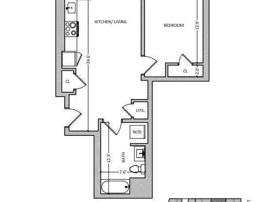 1 bed, 1 bath, 689 sqft, $2,700, Unit 204