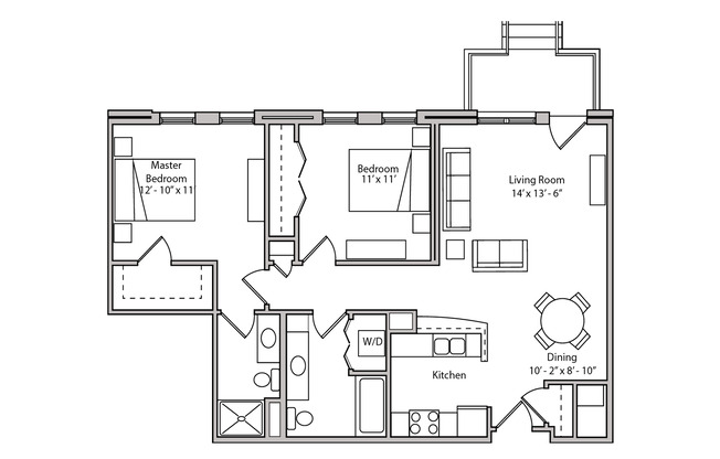 2 beds, 2 baths, $2,775, Unit Suite 2-107 (Furnished)