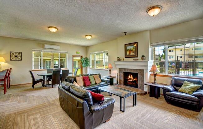 Maple Pointe Clubhouse Interior Seating Area & Fireplace