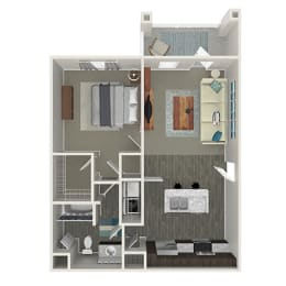 1 bed, 1 bath, 744 sqft, $1,243