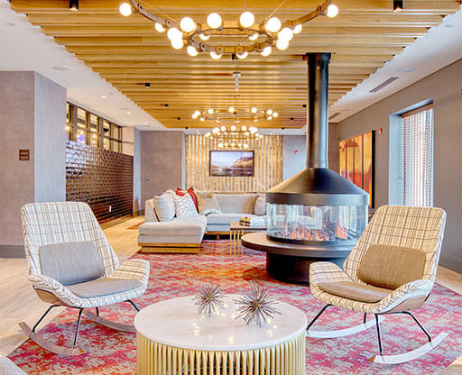 Posh Lounge Area In Clubhouse at One Harrison, Harrison, New Jersey