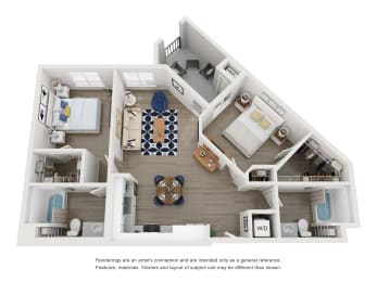 2 beds, 2 baths, 1,132 sqft, $2,900
