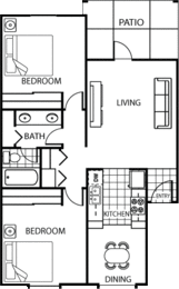 2 beds, 1 bath, 930 sqft, $1,215