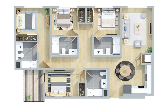4 beds, 4 baths, 1,370 sqft, $4,495, Unit 103