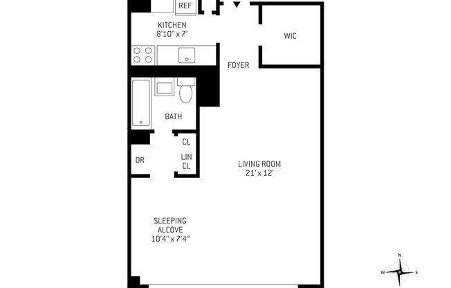 1 bed, 1 bath, 550 sqft, $3,500, Unit 22N