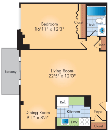 1 bed, 1 bath, 756 sqft, $1,412